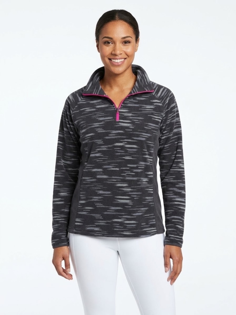 Columbia Women's Black Space-Dye Quarter-Zip Pullover  Size XL EUC P2P 21in.